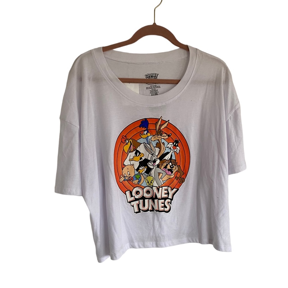 LOONEY TUNES Women's White Classic Characters Graphic Crop Top XXXL
